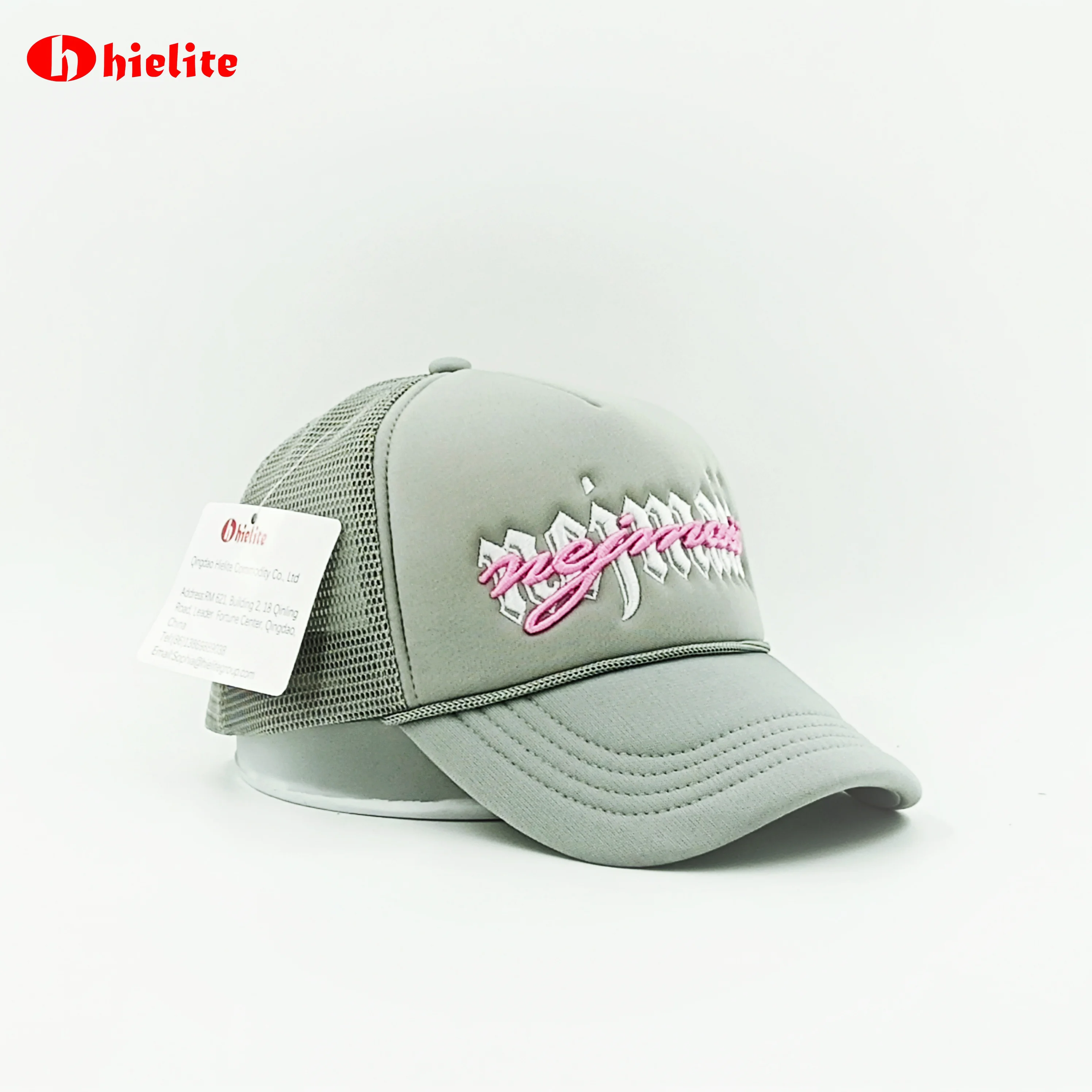 Wholesale Custom Mesh Trucker Hat 55% Cotton 45% Polyester Blue Headwear with Embroidery OEM Service Opp Bag Packing