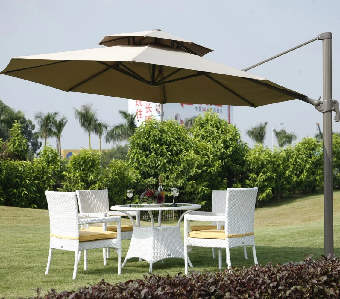 CIAO Garden Furniture Outdoor Restaurant 4 Seater Synthetic Rattan Dining Chair And Round Table Set