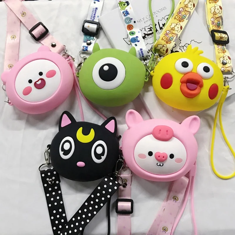 
cute Mini Cartoon girl leather silicone zero Lovely versatile decorative crossbody bags kids purse 