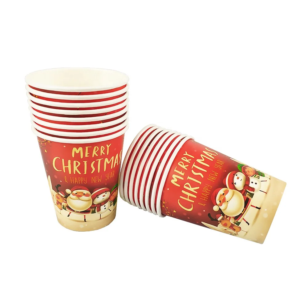 Custom Party Supplies Christmas Dinnerware Set Holder Paper Cup Napkins Biodegradable Disposable Sugarcane Paper Set Plates