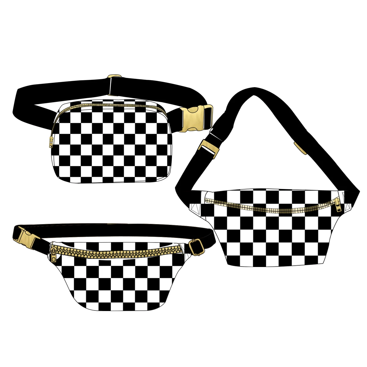 Custom Prints Waterproof Nylon Fanny Pack Waist Bag Crossbody Bags for Adults Metallic Buckle Lulu Lemon Belt Bag