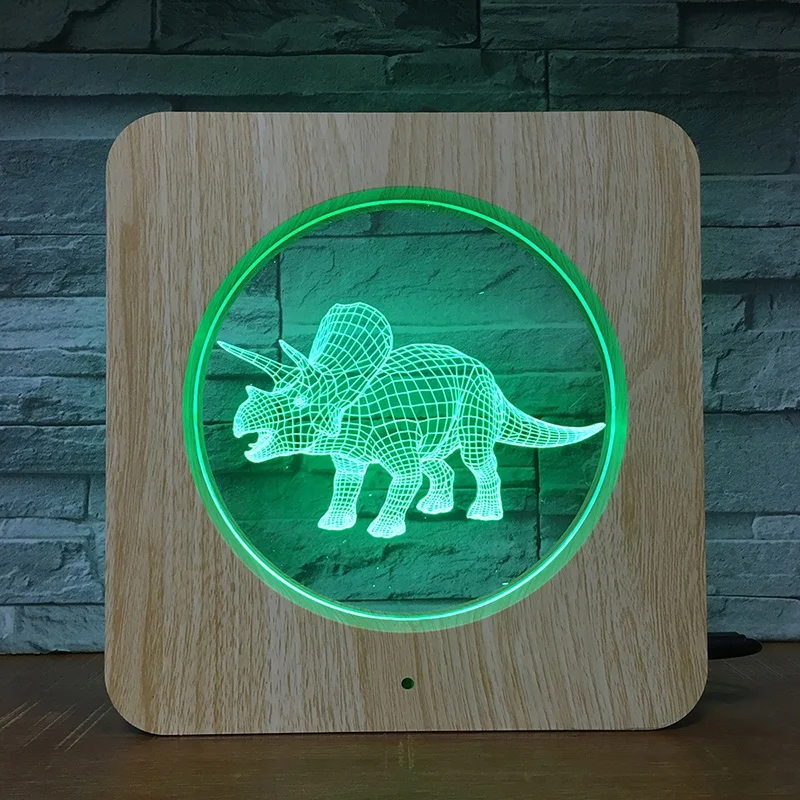 
KS 3D-12 triceratops dinosaur 3D photo frame illusion lamp-touch switch 7 color light Christmas day gift children gift 