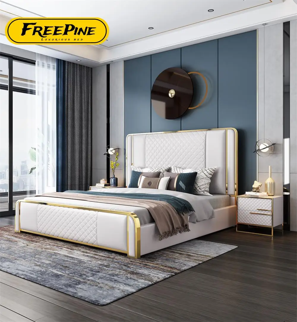 Leather Beds Relax Comfortable Storage Wooden Bedroom Furniture Soft Materials Bed Wooden Frame Platfoam European Italy Stor