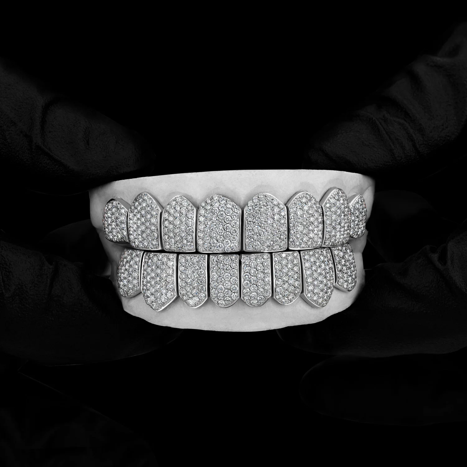 Custom silver gold plated diamond grillz teeth 8 top & 8 bottom moissanite hip hop grillz