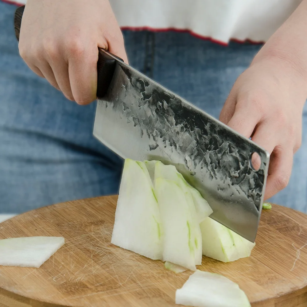 high quality forged carbon steel bucher knife with wood handle