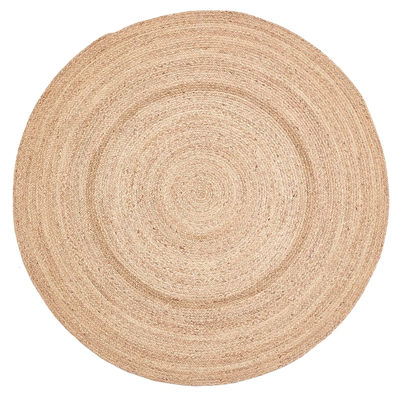 Round natural water hyacinth fiber braided ins style straw floor mats rug carpet