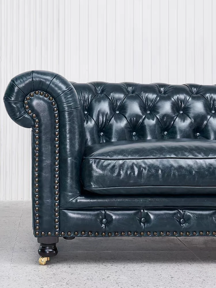 Classical drawing room Home furniture black leather office waiting hall sofa set