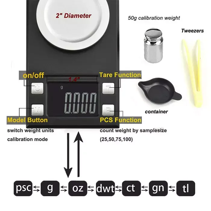 Mini Digital Balance Jewelry Gold  Gram Scales Milligram Scale 20g/50gx0.001g Mini Digital Electronic Weighing  pocket Scales