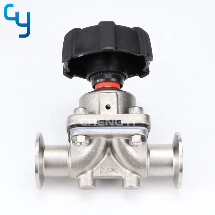 Stainless steel sanitary hygienic  SS316L SS304 manual diaphragm valve with size DN10 DN15 DN20 DN25 DN32 DN40 DN50 DN63 DN125