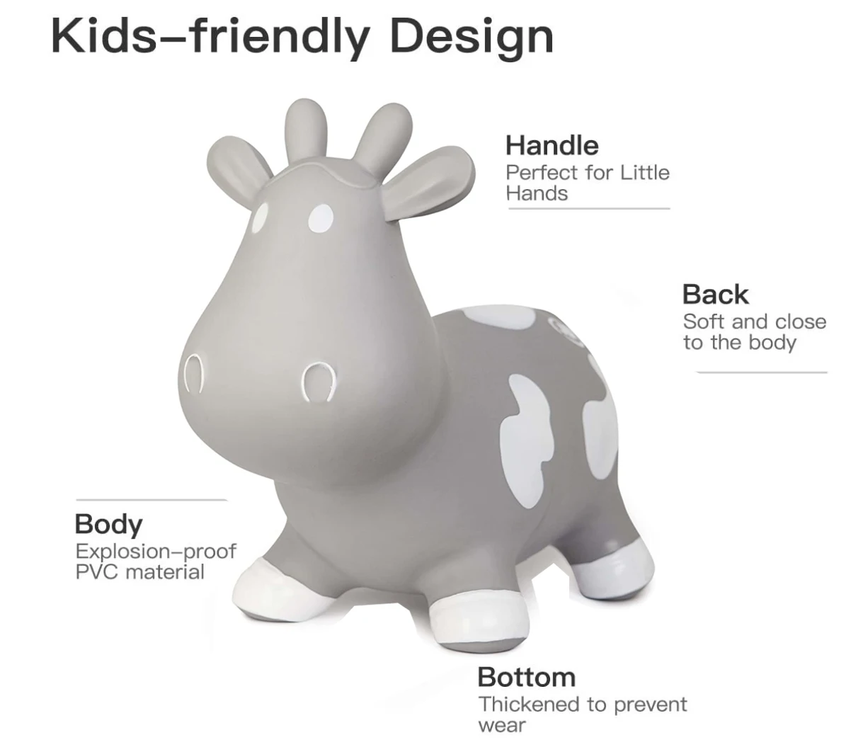 Hot sales toys 2021flex Hopper bouncing rubber inflatable jumping animal white cow for baby