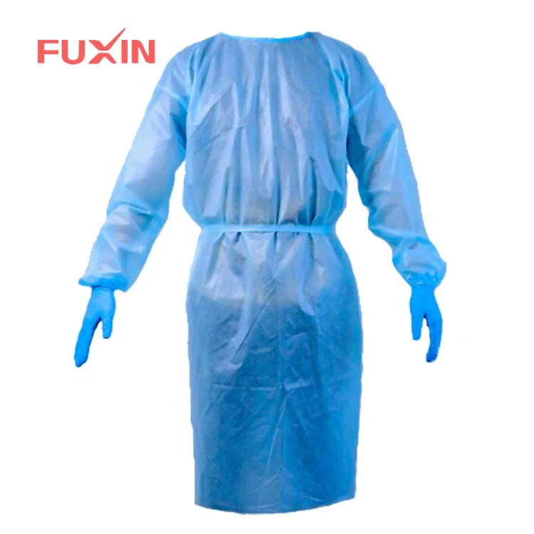 SMS Non-woven Disposable Isolation Gown PE Coated