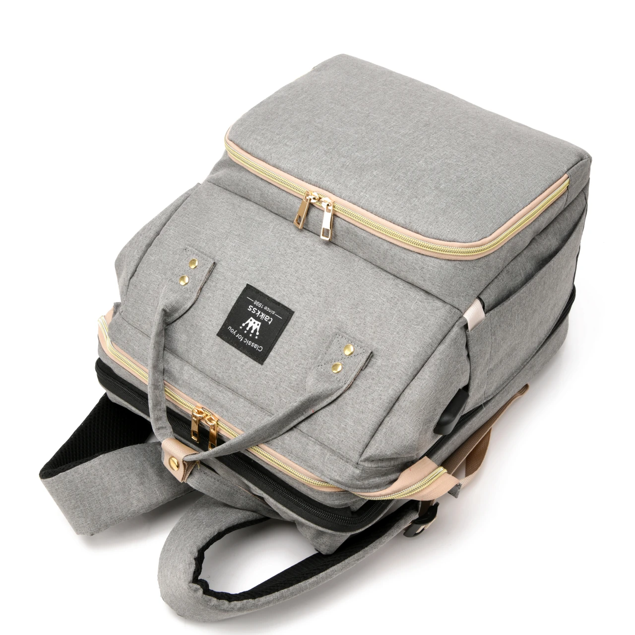 MARKSMAN Ladies Multifunctional women Bag Fashionable Double Shoulder Waterproof USB Softback Style Zipper Oxford Material