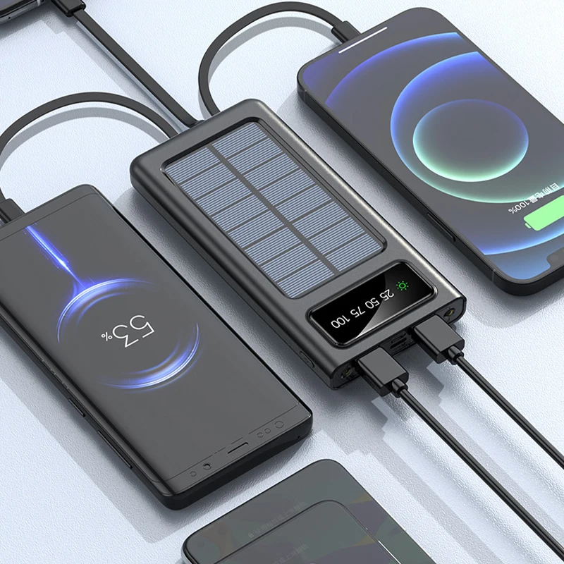 Large capacity  20000mah portable digital display Built-in 4 wire fast charging mobile portable power bank