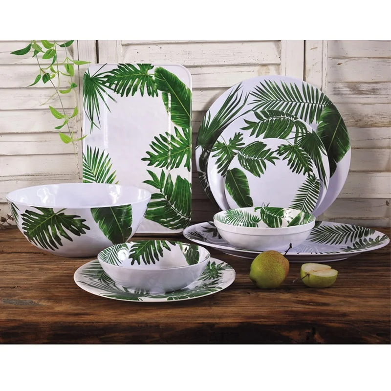
BSCI Factory Unbreakable nature pattern melamine dinnerware Set for restaurant 