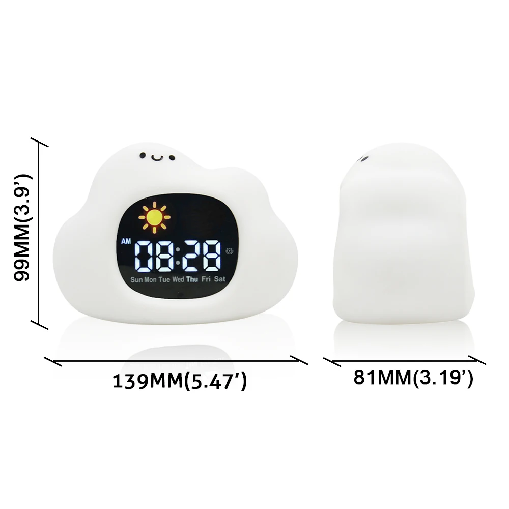 Multifunctional White Noise Sleep Trainer Baby Nursery Children Bedside Lamp Cute Silicone Cloud Digital Clock with Night Light