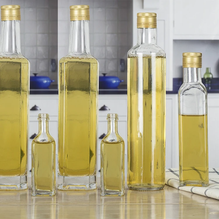 
Factory Wholesale OEM Liquor Juice Drinking Beverage Packing Container ES41 Round Shape 250ml Olive Oil Glass Bottle 