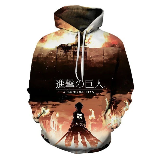 2023 New style Attack on Titan 3D Printed Hoodies for Men Anime From Men Casual Fashion Harajuku Funny Oversized Pullover