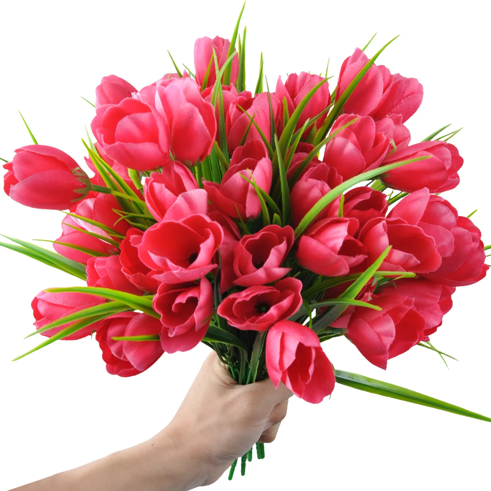 Simulated Rose Tulip Ten Flowers Bouquet Wedding Decoration Spring Flower Home Decoration Silk Tulip Bouquet