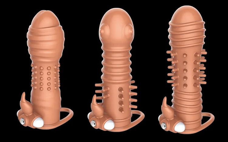 Female G Spot Stimulation Orgasm Condom Extended Penis Sleeve Vibrating Crystal Sleeve For Men