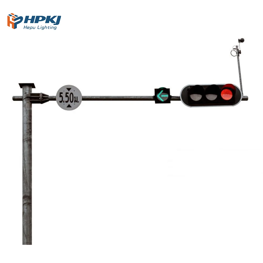 Galvanized Outdoor Steel CCTV Camera Monitor Traffic Lighting Signal Pole for Road Street Garden Square LED Light Source