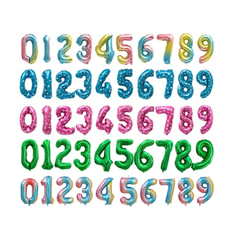 Wholesale Foil All Colors Colorful Number 0 1 2 3 4 5 6 7 8 9 Helium Large 18inch 32inch 34 inches 40 in Number Balloons