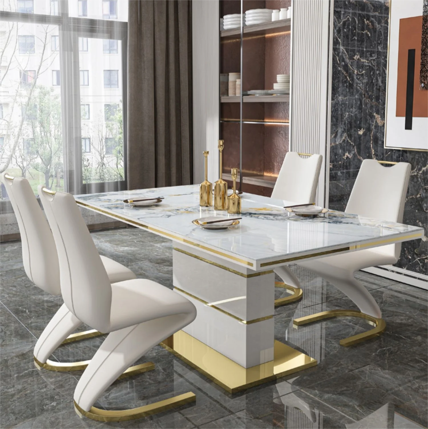 luxury dining table high-end marble dining table for sale modern 6 8 seater dining table set