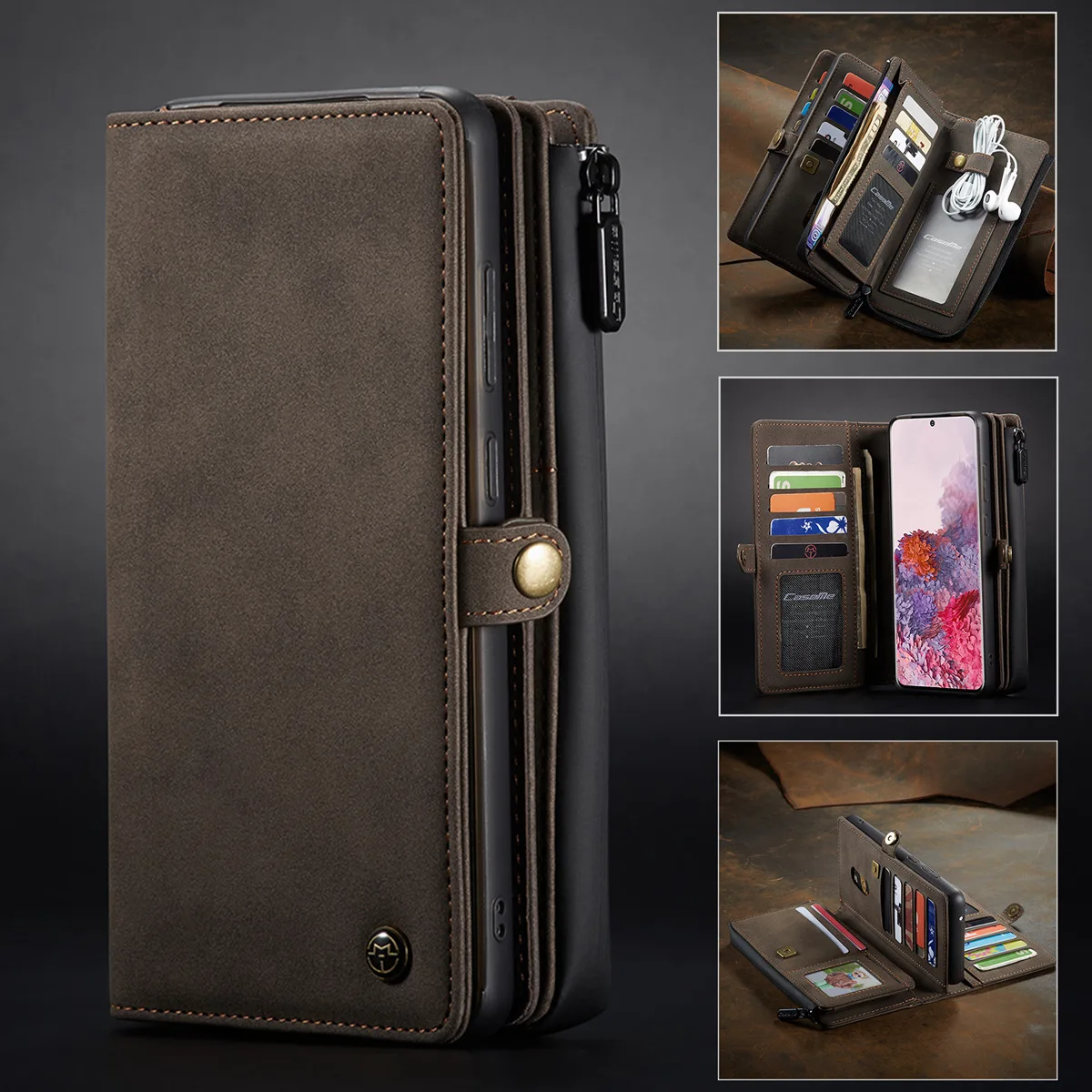 Phone wallet case leather phone case leather wallet floveme business leather wallet phone bag cases