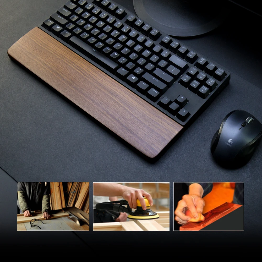 Custom Walnut Wooden Keyboard Wrist Rest Laptop Mouse Keyboard Hand Wrist Rest Pad Support
