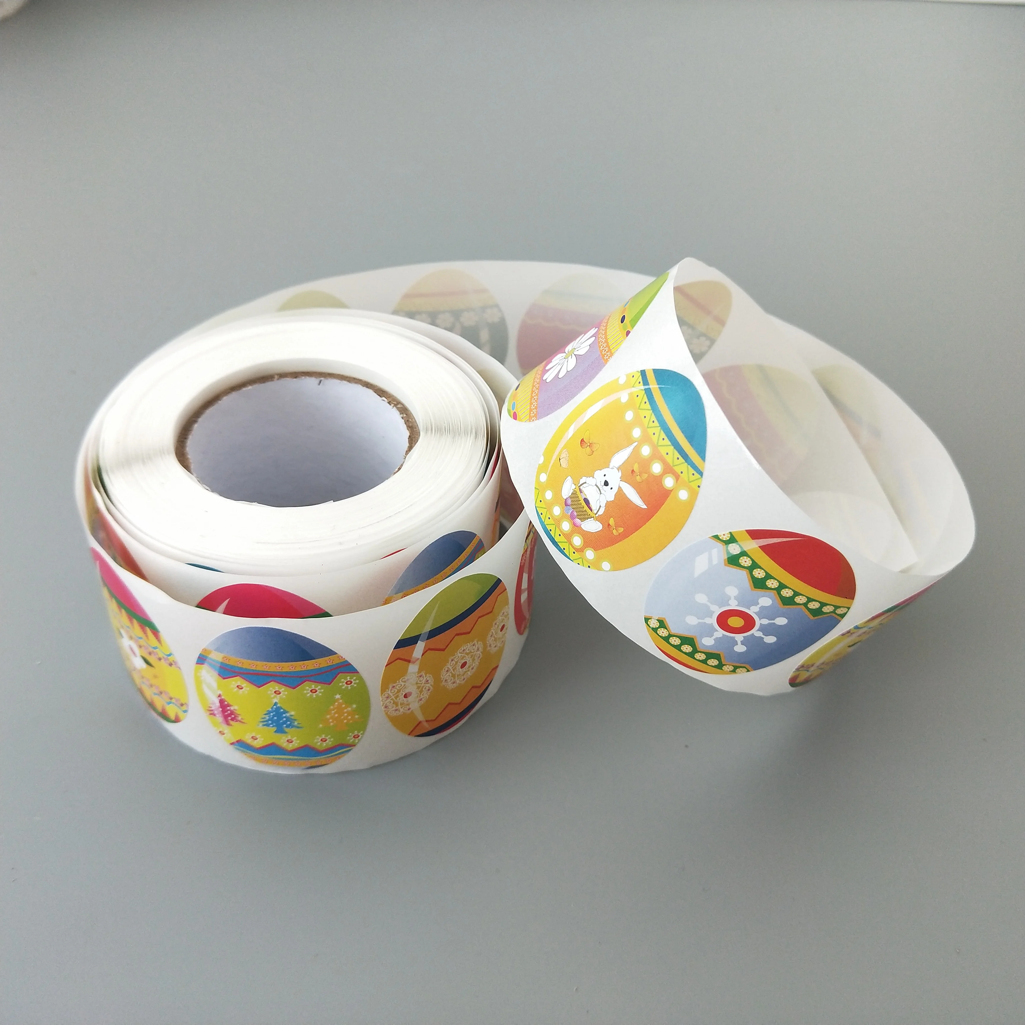 Egg shaped Roll sticker with cute rabbit for Easter gifts packaging