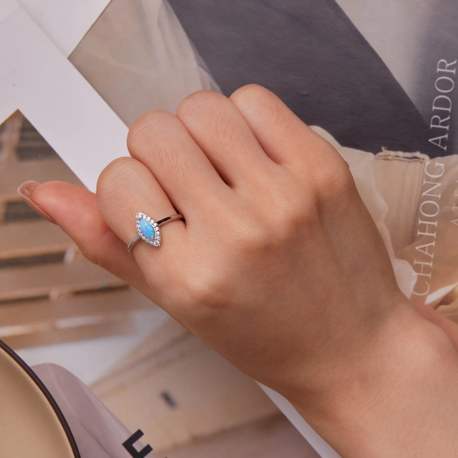 925 Sterling Silver Rings Blue Evil Eye Rings Blue Opal Rings