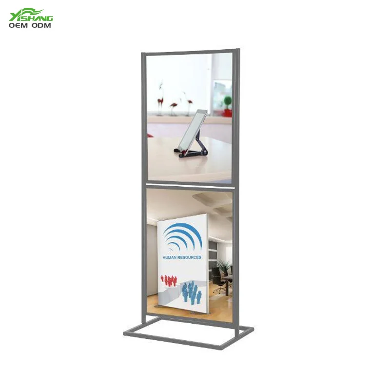 Fashion shop racks stainless steel sign holder metal sign stand poster stand display holder shelf