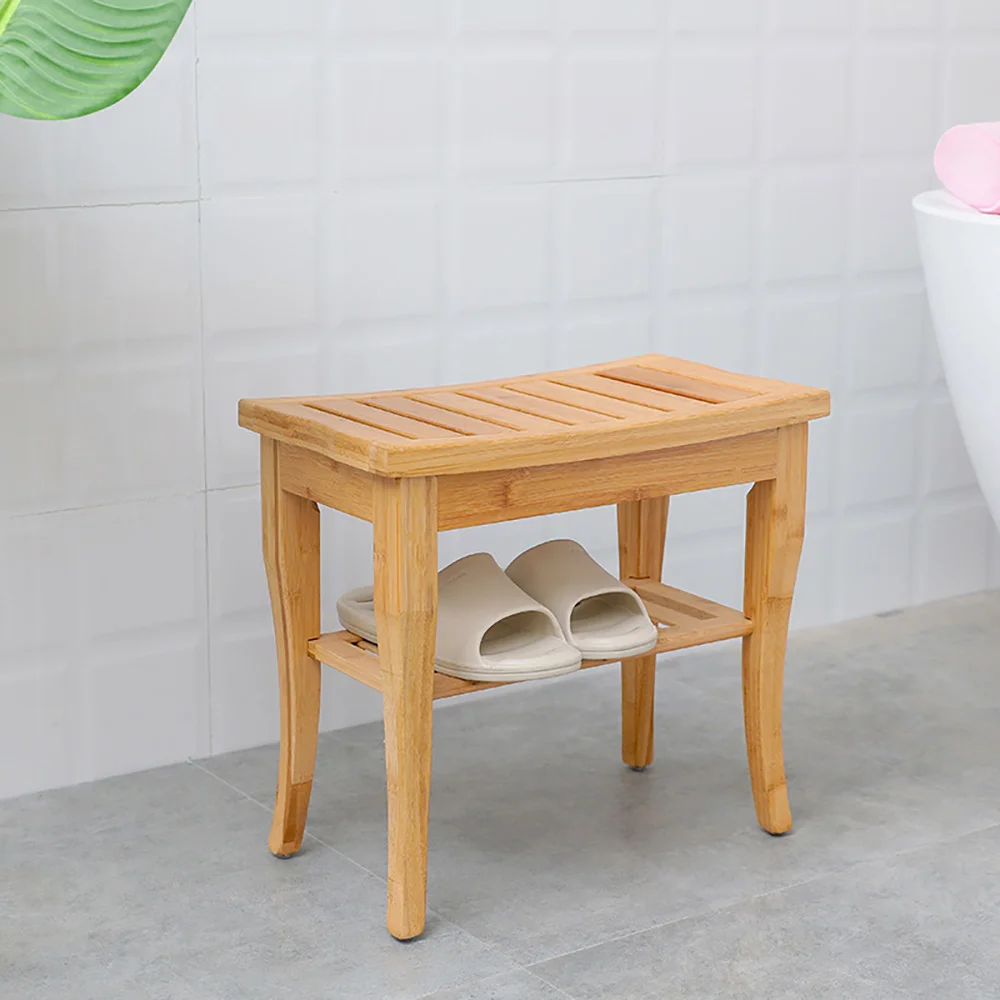 Bamboo Bathroom Shower Bench Bathtub Shower Chair Spa Bath Organizer Seat Stool