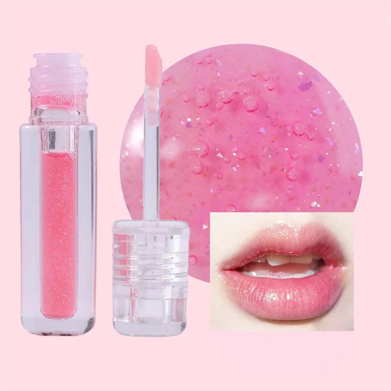 TY08 new clear tubes popular shimmer sparkling colors custom lasting moisturize lips shiny glitter color-changing lip gloss