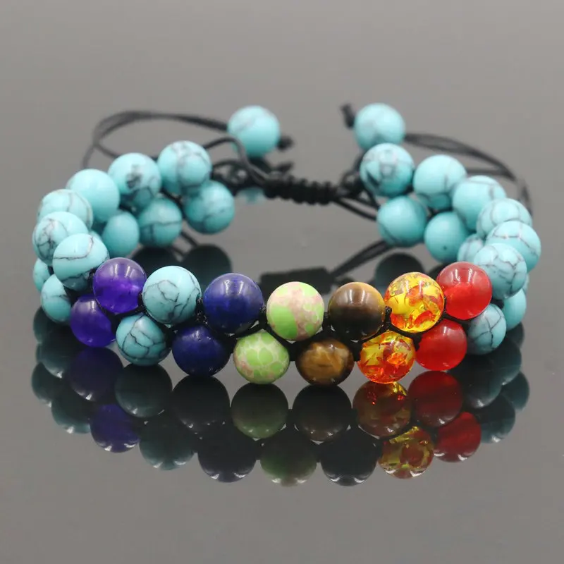 Handwoven Chakra Bracelet Healing Crystal Yoga Stone Beaded Bracelets Meditation Relax Anxiety Bangle Stone Bracelets