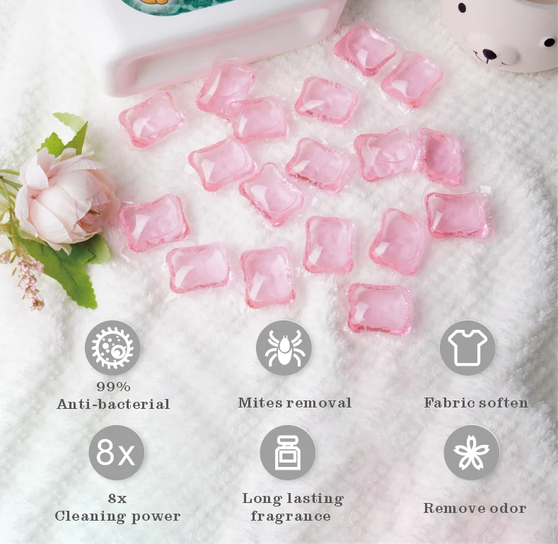 OEM ODM Eco-friendly PVA film 3in 1 laundry detergent capsules laundry condensate beads for Washing Machine