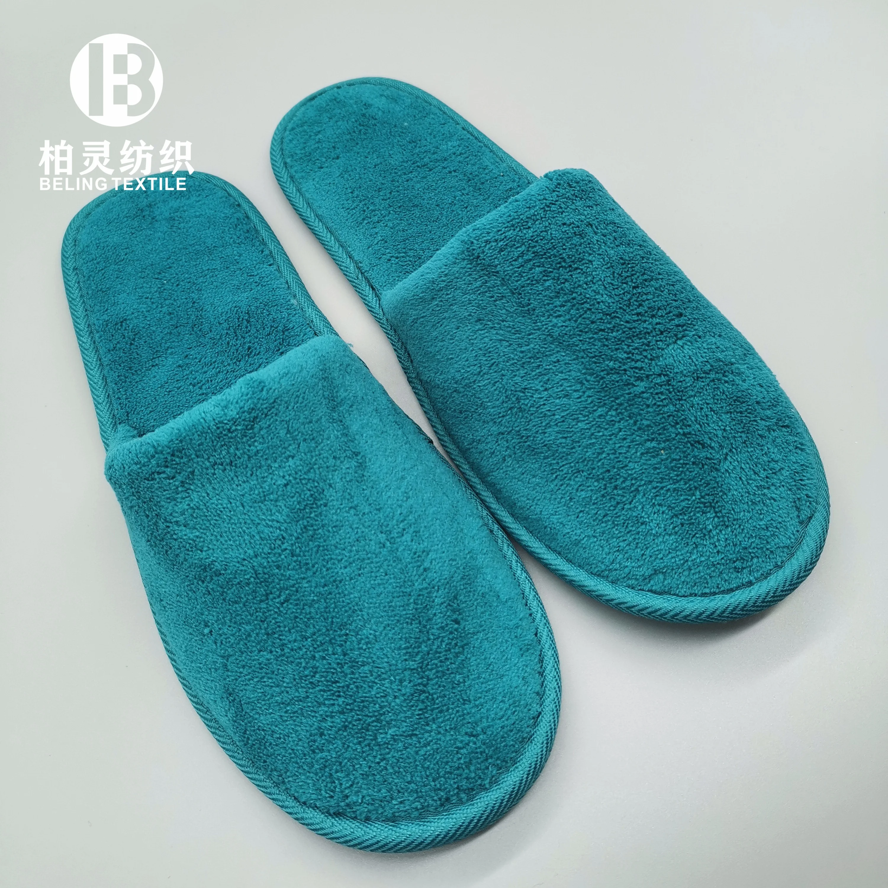 Hotel Slipper fleece closed toe washable customer logo manufacture