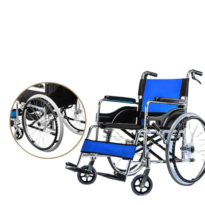 China New Design Foldable Lightweight Rehabilitation Recliner Chromed Steel Foldable Standard Manual Wheelchair for Old People