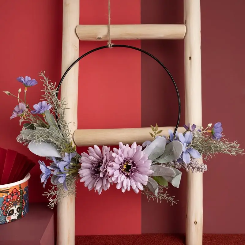 Artificial Flower Wreath Gerbera Leaves Daisy Flower Artificial Flower Garland For Home Garden Wedding Decoration