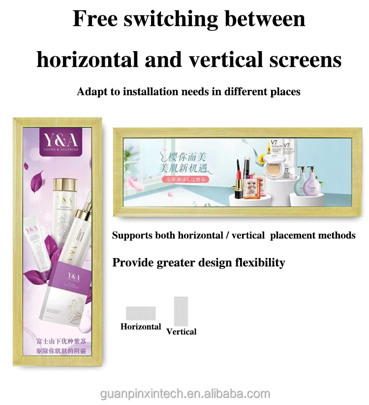 Charming Wooden Framed Long LCD Screen for Dynamic Digital Signage in Museums - Showcase Continuous Videos and Images