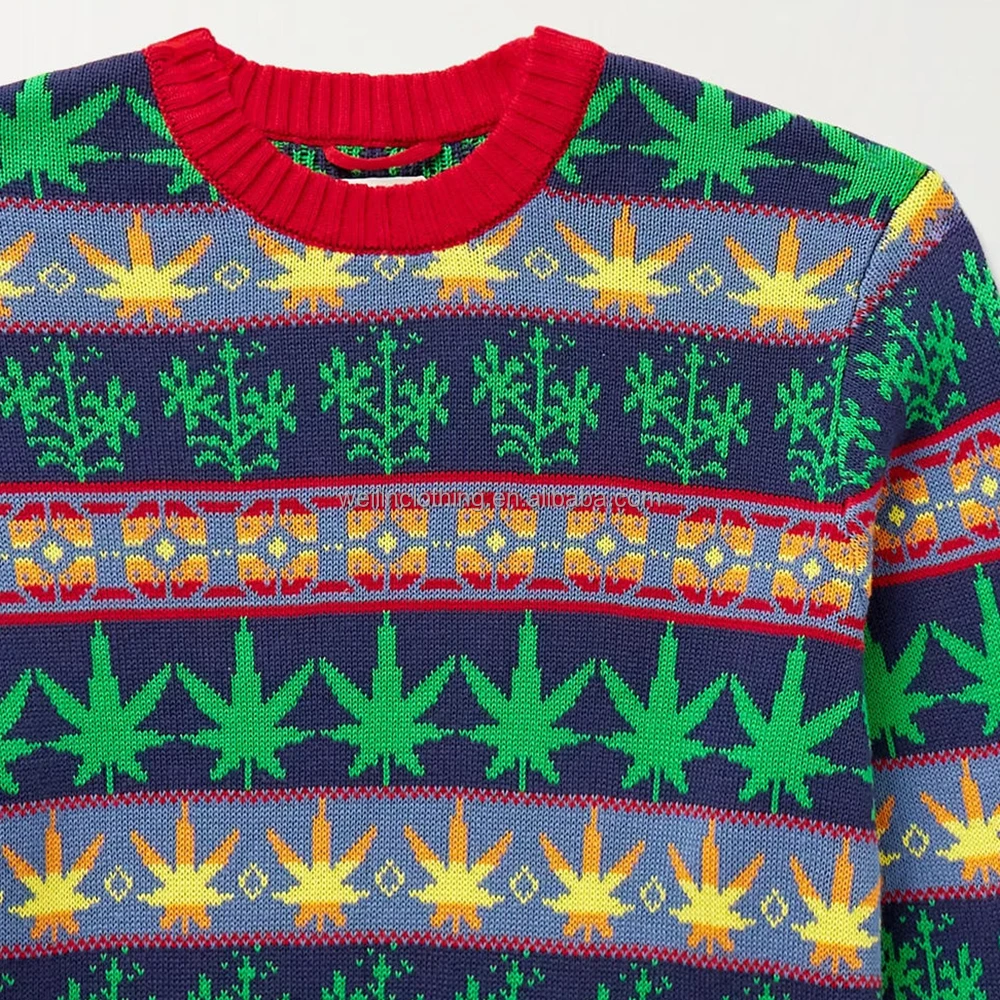 Custom Winter Pullover Knit Jacquard Weave Ugly Christmas Sweater for Men