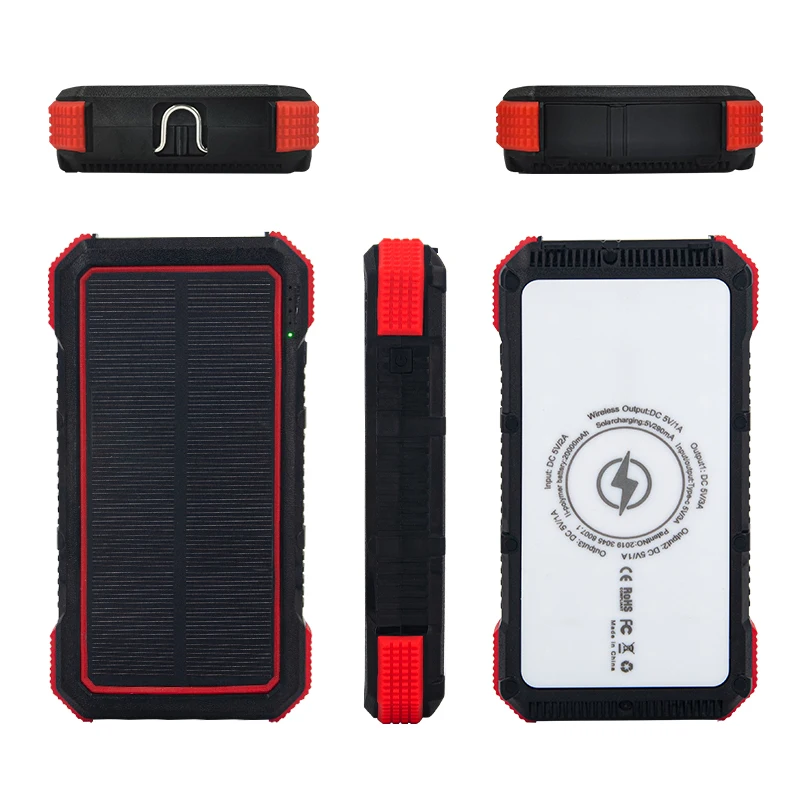 Солнечной энергии USB Батарея банк питания с индукцией QI беспроводной 20000mAh Ультра емкость батареи супер прочный, портативный