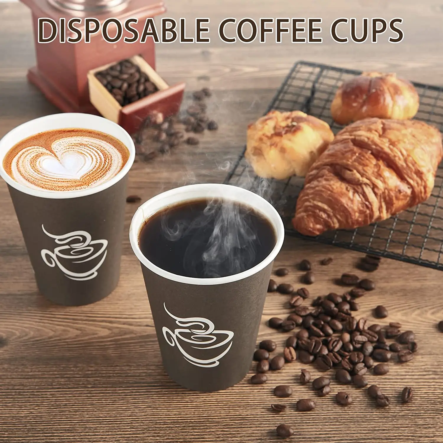 Одноразовая бумажная кофейная чашка с крышкой для горячих/холодных