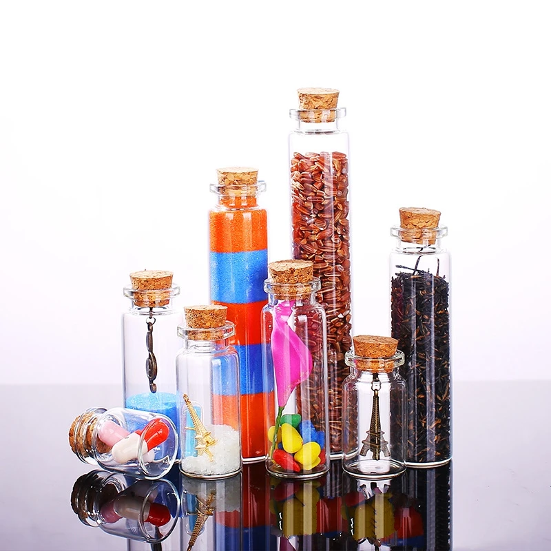 Wholesale 5ml 8ml 10ml small clear wishing glass bottle with cork