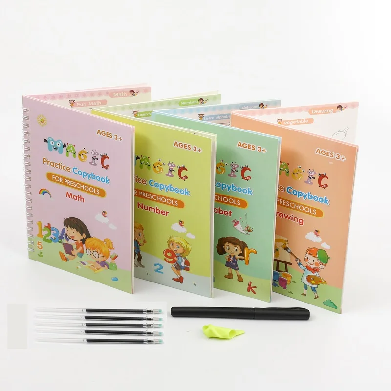 English French Arabic Spanish German Russian Sank Magic Books with pen reusable kids educational learning copybooks
