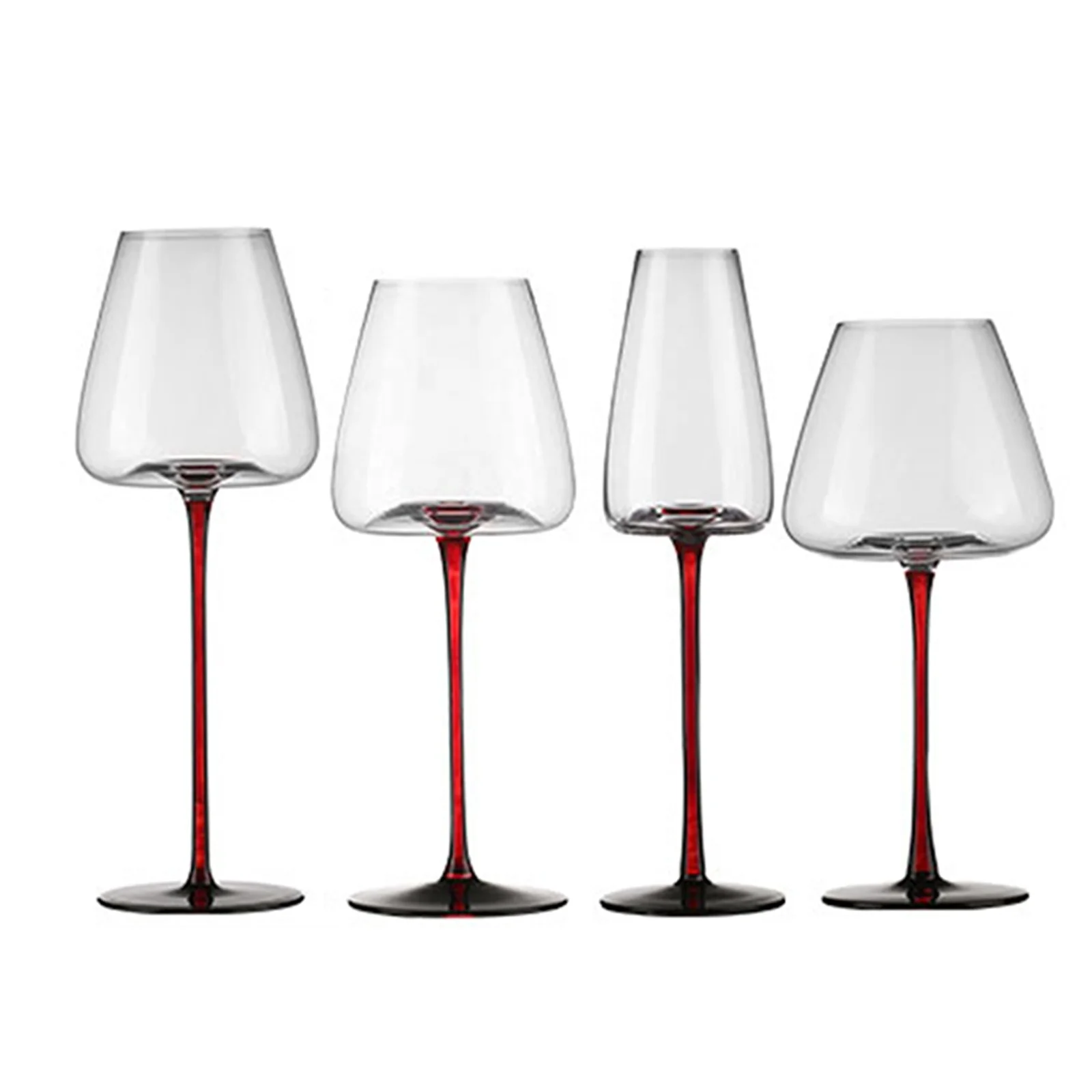 Luxury Stemmed Red Color Unique Wine Glasses Crystal Drinking Goblets Glass Cup