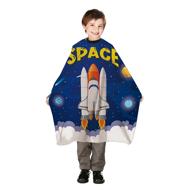 
barber polyester new design fashion printed custom barber shop children cape hair custom children hair cape salon kids cape 
