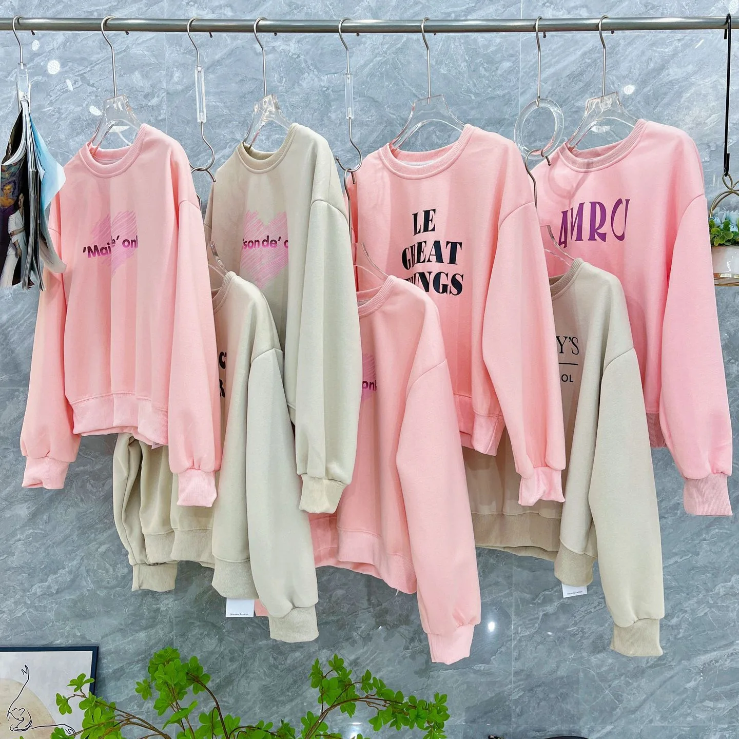 Stock Sweatshirt For Men And Women Thin Letter Print Hoodless Round Neck Pullover Sweatshirt