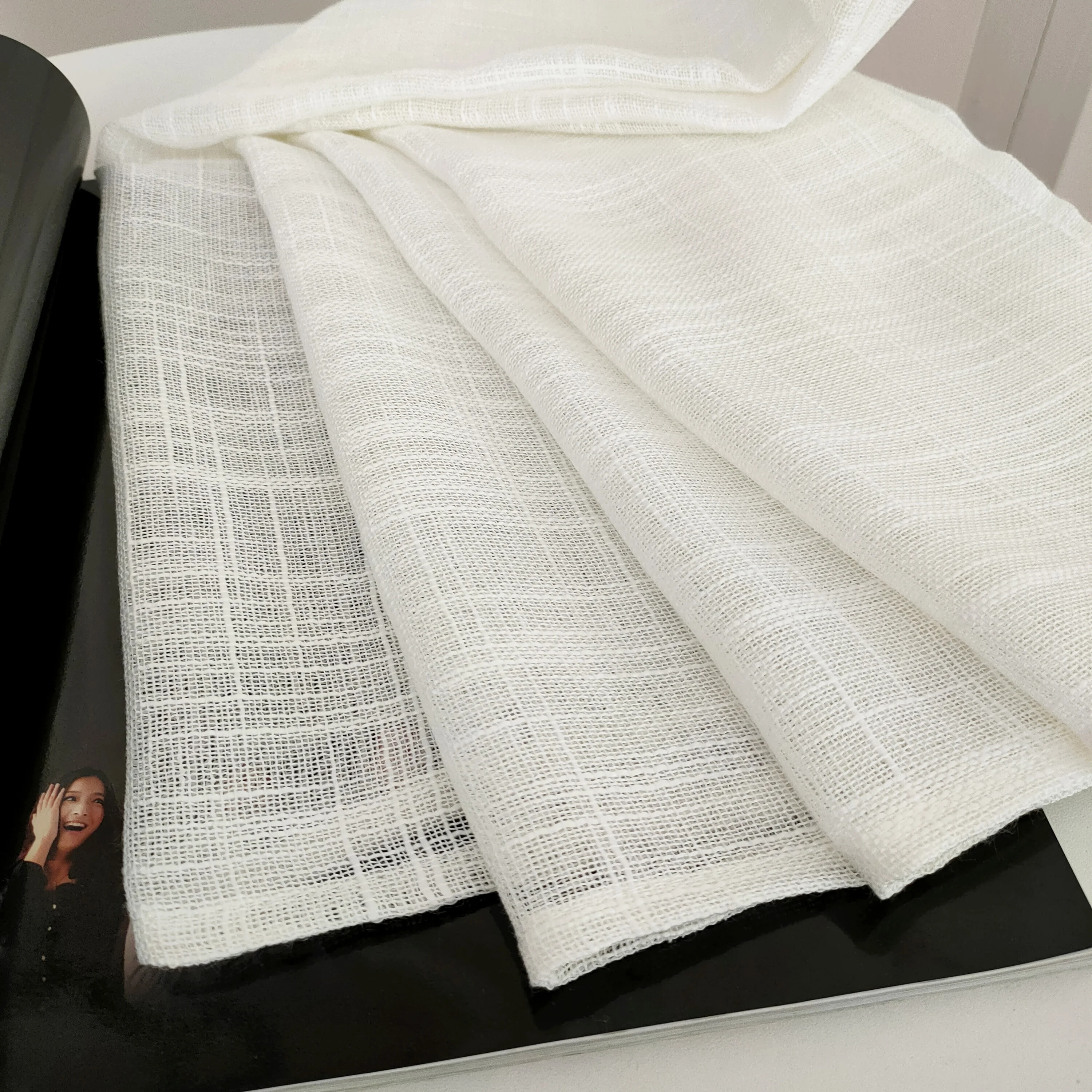 100% Polyester Environmentally Friendly Soft Linen Curtains Living Room Wholesale Sheer White Curtains 108 Inch