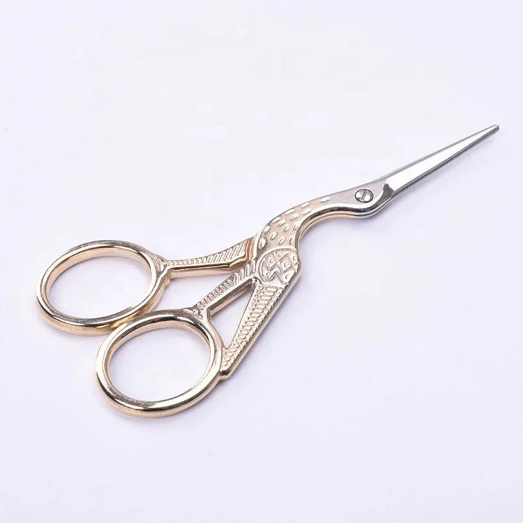 Stainless steel gold  stork bird shape scissors  for sewing crafting and needlework