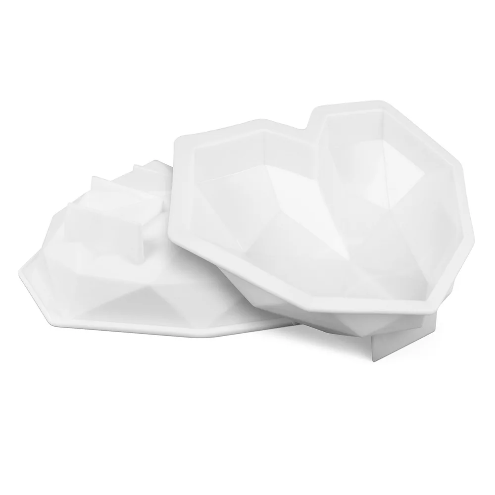 Stock diamond heart shape mousse cake silicone mold 3D decorating French dessert baking molds